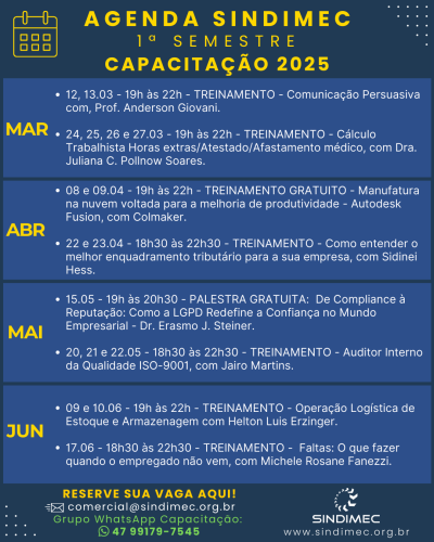 AGENDA CAPACITAÇÃO 2025